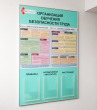 Стенд «Организация обучения безопасности труда», 900 х 1300 мм, аналог профиля Nielsen, 2 плаката А2 с защитой из ПЭТ, 3 объемных кармана А4. Стоимость 9750 рублей.