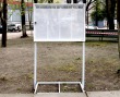 Стенд уличный с дверцей 1110 х 800 мм, профиль сварной, стекло – литой поликарбонат. Установка на бетонные блоки без вкапывания.. Стоимость 53660 рублей.