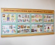 Стенд «Действия населения при стихийных бедствиях», 1830 х 900 мм, профиль аналог Nielsen, полноцветная печать, набор плакатов, 8 карманов А3. Стоимость 12010 рублей.