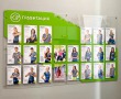 Стенд «ГРАВИТАЦИЯ» 2010 х 1230 мм из акрила 4 мм, 8 дистанционных держателей, 24 кармана из акрила на заклепках, нанесение зеленой пленкой. Стоимость 45410 рублей.